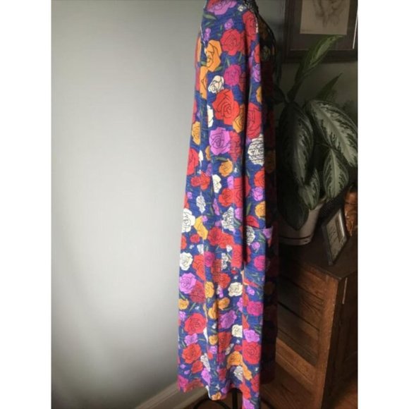 NWOT Women’s LG LuLaRoe Simple Comfort Cardigan Duster Blue Red/Org/Purp. Roses - Picture 4 of 4